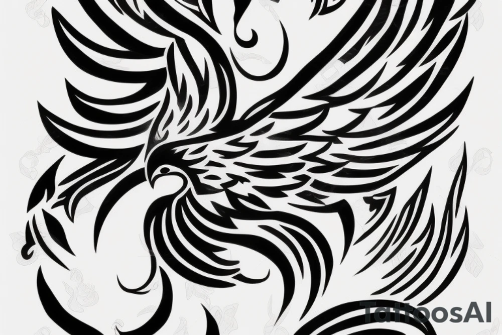 a phoenix in one stroke tattoo idea