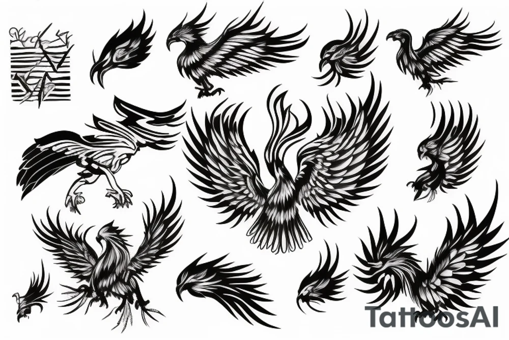 a phoenix in one finesse stroke tattoo idea