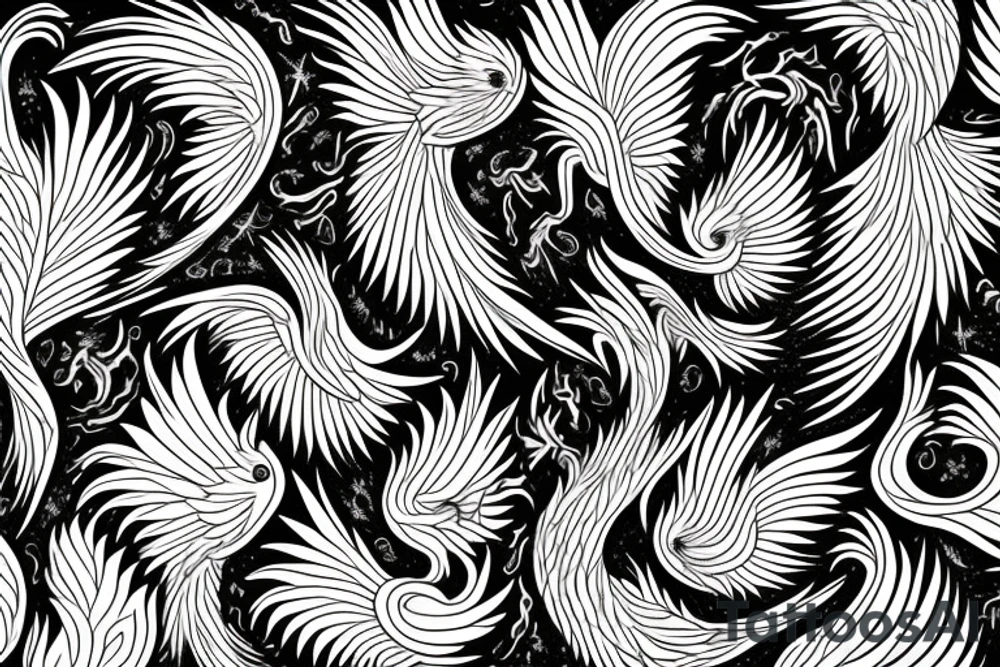 a phoenix in one finesse stroke tattoo idea