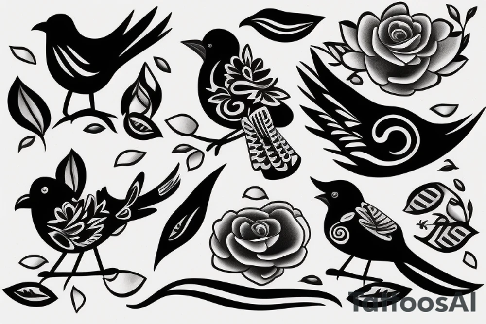 a bird in one finesse stroke tattoo idea