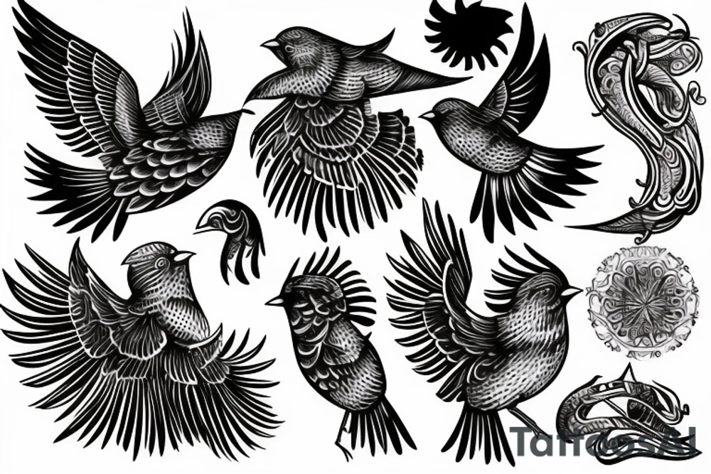 a bird in one finesse stroke tattoo idea