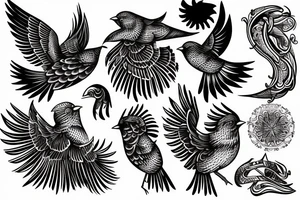a bird in one finesse stroke tattoo idea