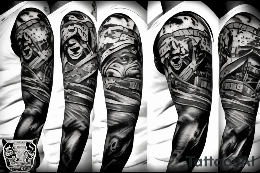 Smile soldier in helm tattoo idea
