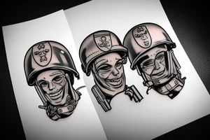 Smile soldier in helmet tattoo idea