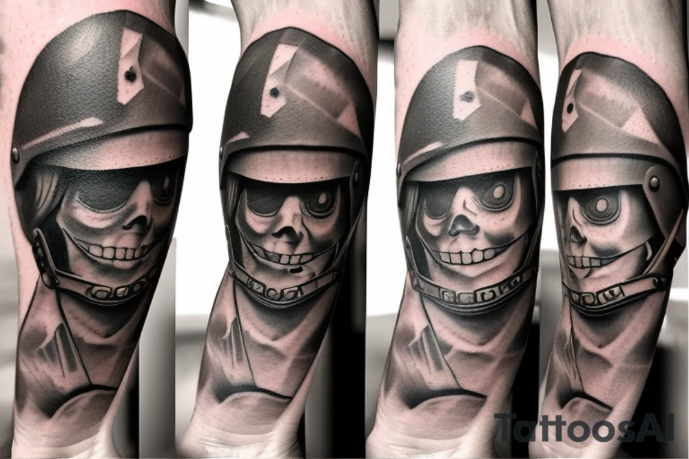 Smile soldier in helmet tattoo idea