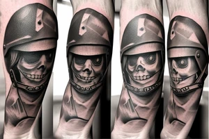 Smile soldier in helmet tattoo idea