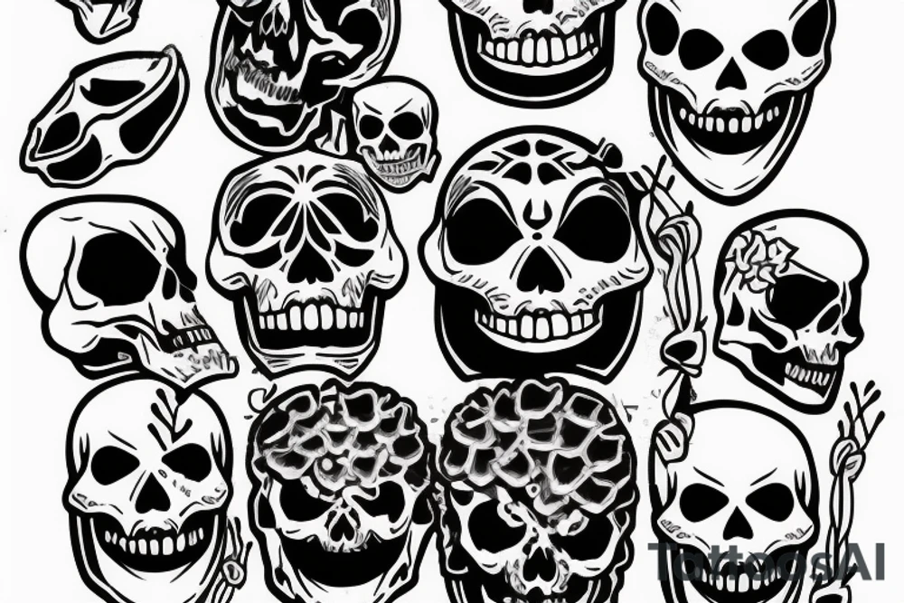 Smile skeleton in helmet tattoo idea