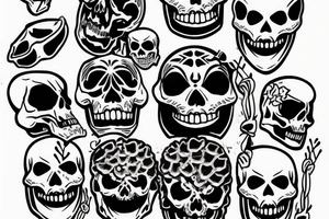 Smile skeleton in helmet tattoo idea