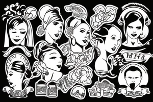 Traditional woman weightlifter tattoo idea