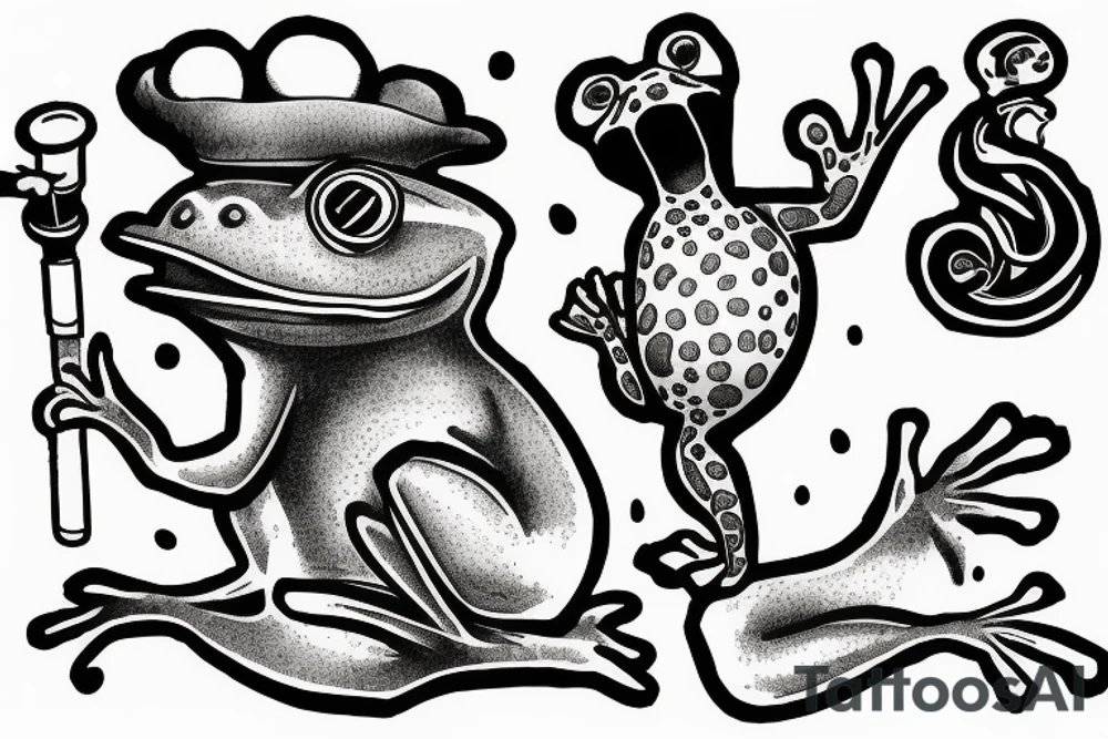 Frog smoking a pipe tattoo idea