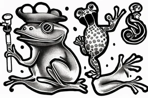 Frog smoking a pipe tattoo idea