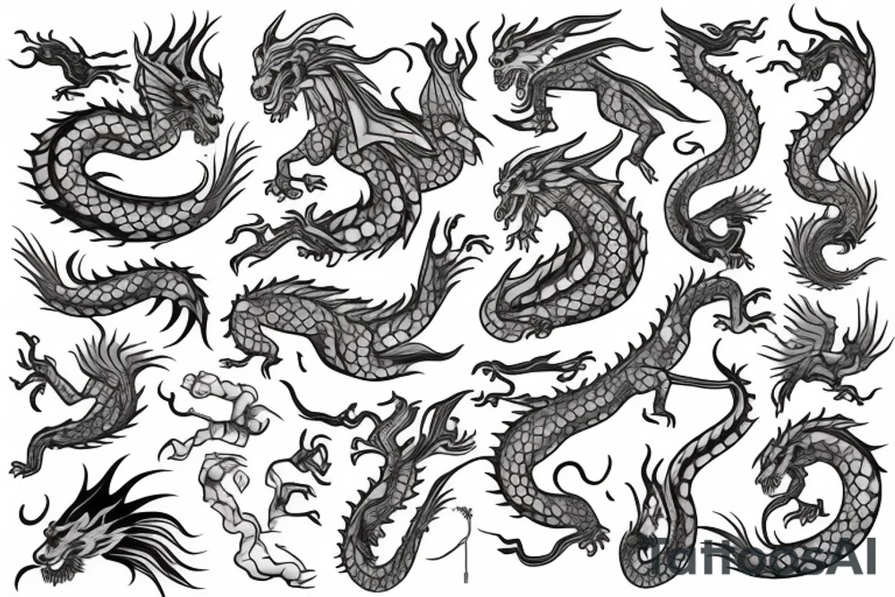 A dog that’s a dragon and white tattoo idea