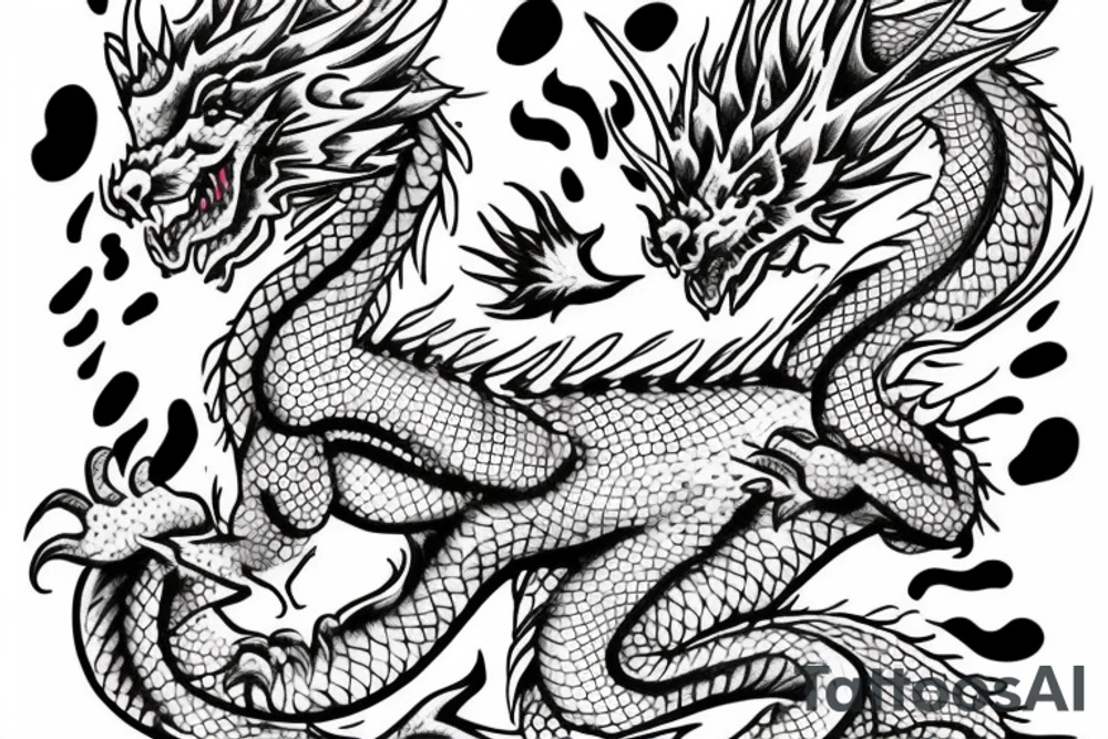 A dog that’s a dragon and white tattoo idea