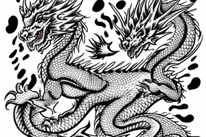 A dog that’s a dragon and white tattoo idea