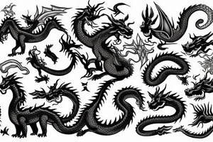 A dog that’s a dragon and white tattoo idea