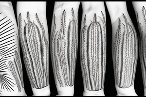 Cactus and shadow line art tattoo idea