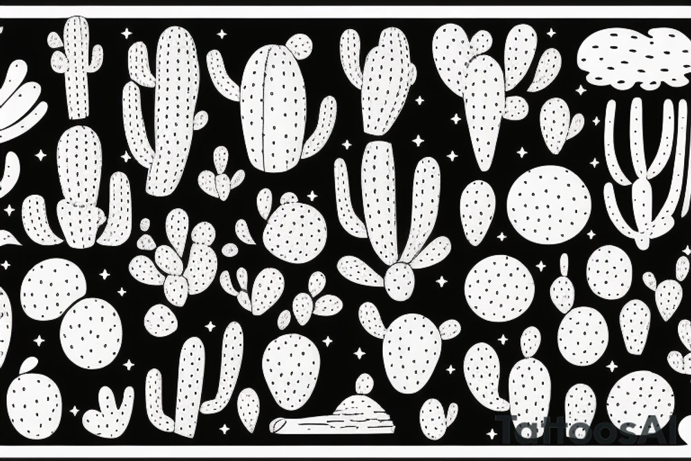 Cactus and shadow line art tattoo idea
