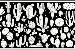 Cactus and shadow line art tattoo idea