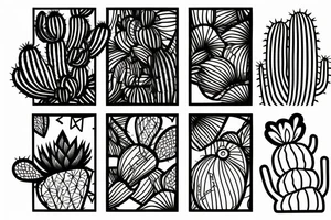 Cactus and shadow line art tattoo idea