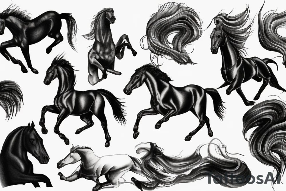 Running horse shaded tattoo idea