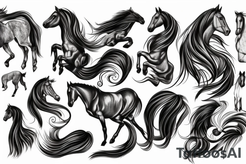 Running horse shaded tattoo idea
