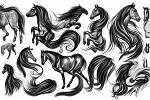Running horse shaded tattoo idea