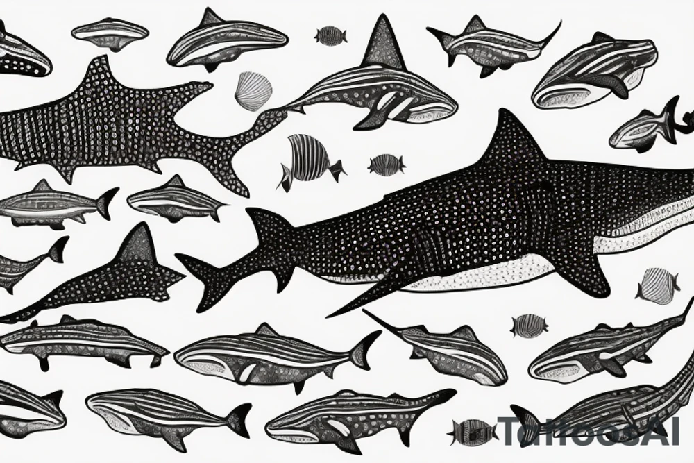 whale shark swimming tattoo idea