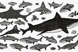 whale shark swimming tattoo idea