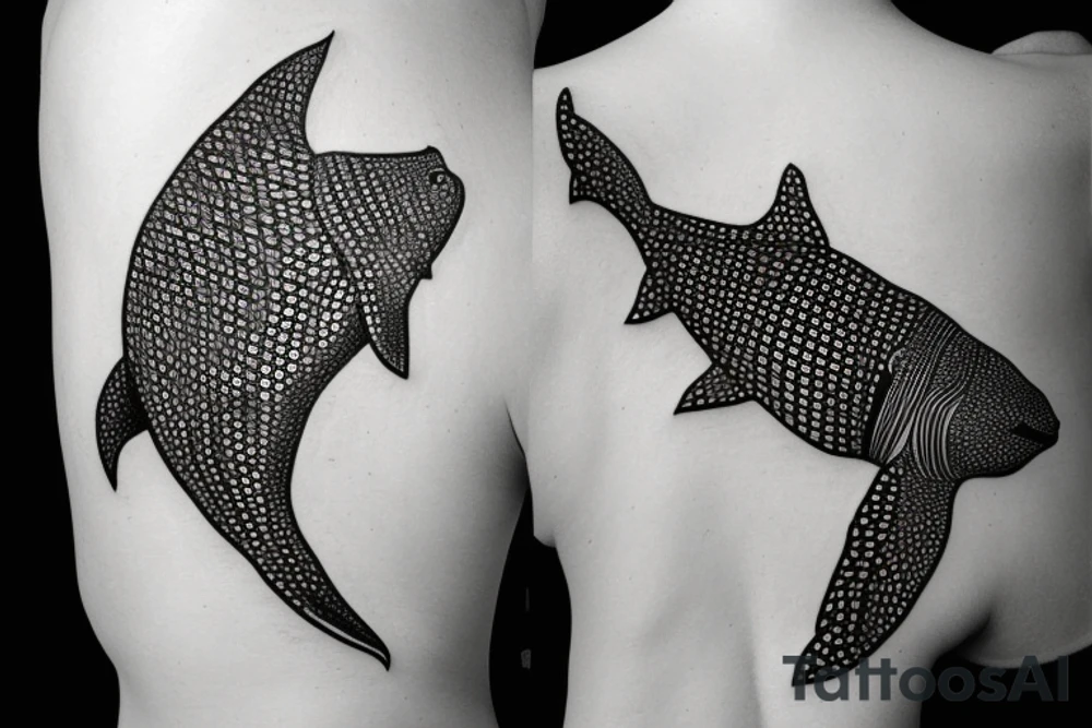 whale shark swimming tattoo idea