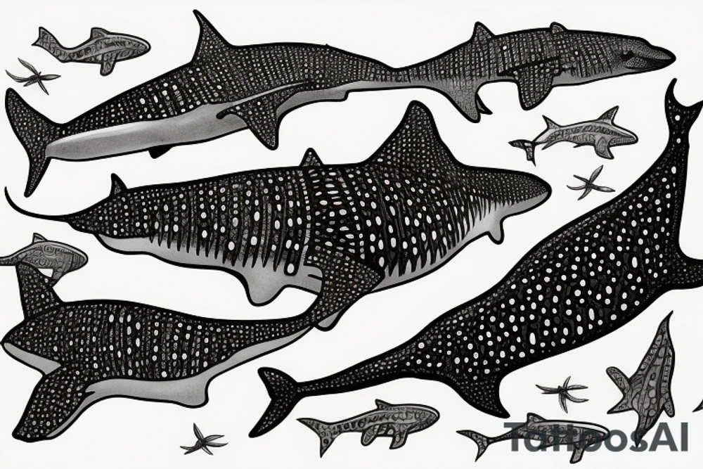 whale shark swimming tattoo idea