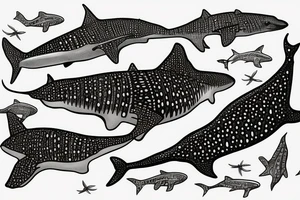 whale shark swimming tattoo idea