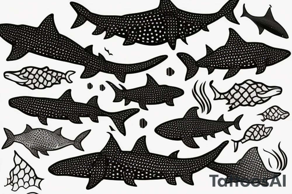 whale shark swimming tattoo idea