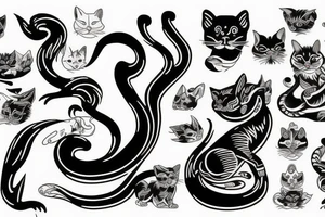 japanese six tailed cat tattoo idea