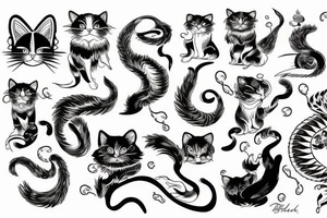 japanese six tailed cat tattoo idea
