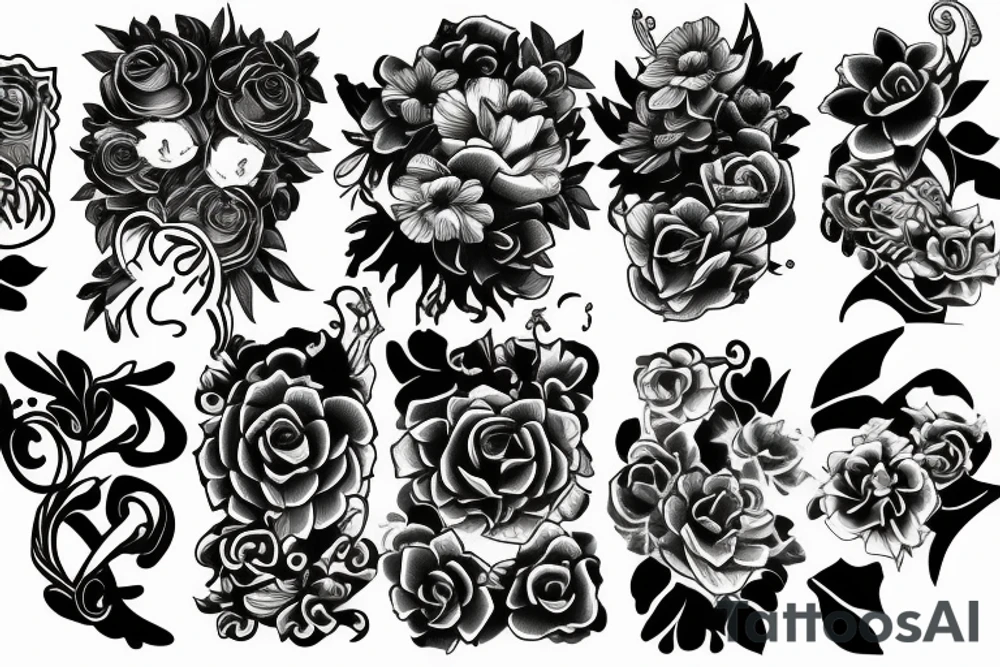 Flowers and anime tattoo idea