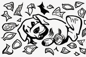 outline of a dog lying on the ground upsidown tattoo idea