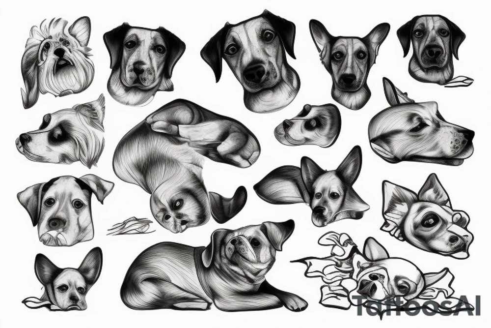 outline of a dog lying on the ground upsidown tattoo idea