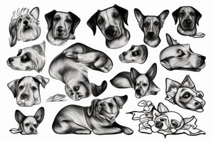 outline of a dog lying on the ground upsidown tattoo idea