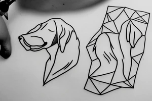 outline of a dog lying on the ground upsidown tattoo idea