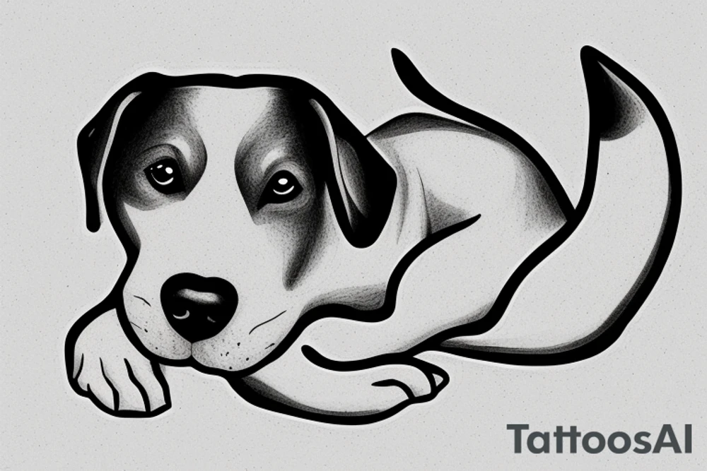 a dog lying on the ground upsidown tattoo idea