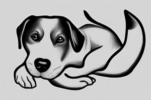 a dog lying on the ground upsidown tattoo idea