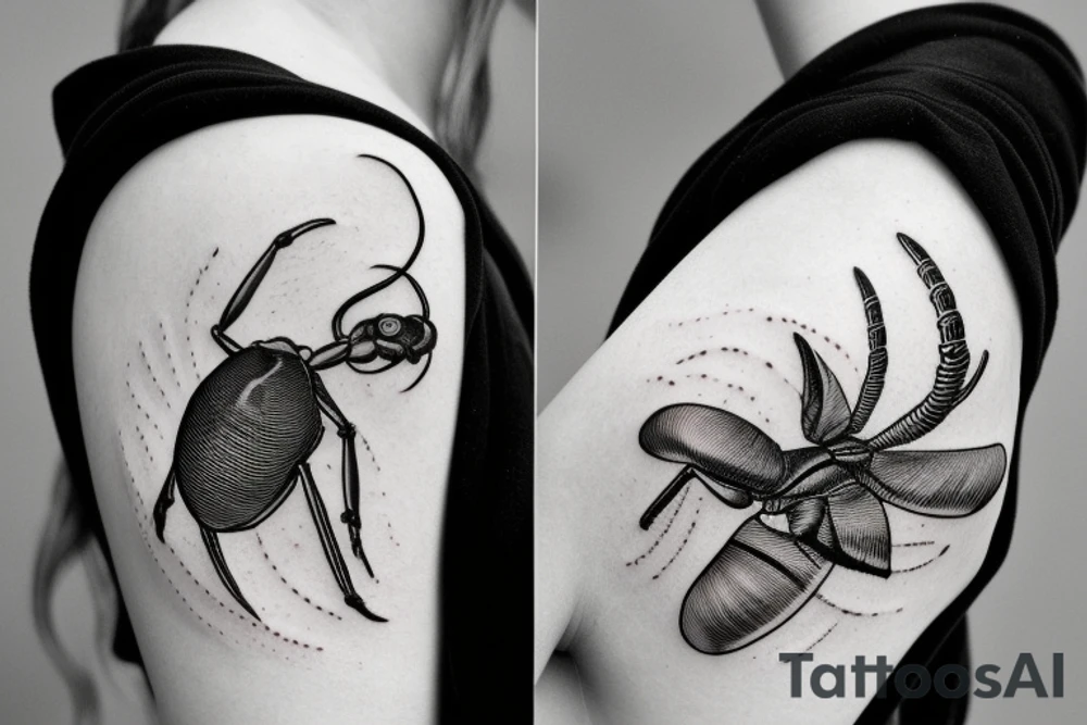 hercules beetle moon flower tattoo idea