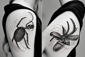 hercules beetle moon flower tattoo idea