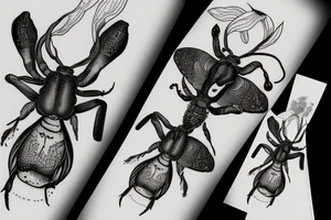 hercules beetle moon flower tattoo idea