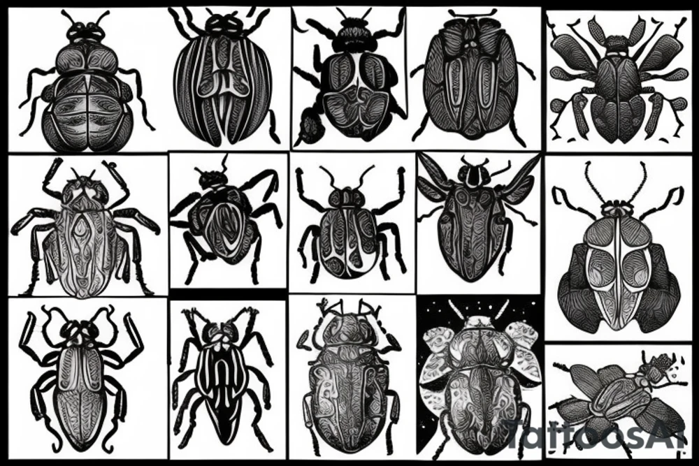 beetle moon flower tattoo idea