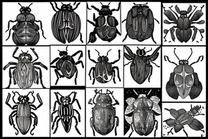 beetle moon flower tattoo idea