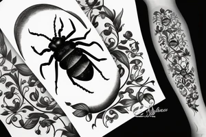 beetle moon flower tattoo idea