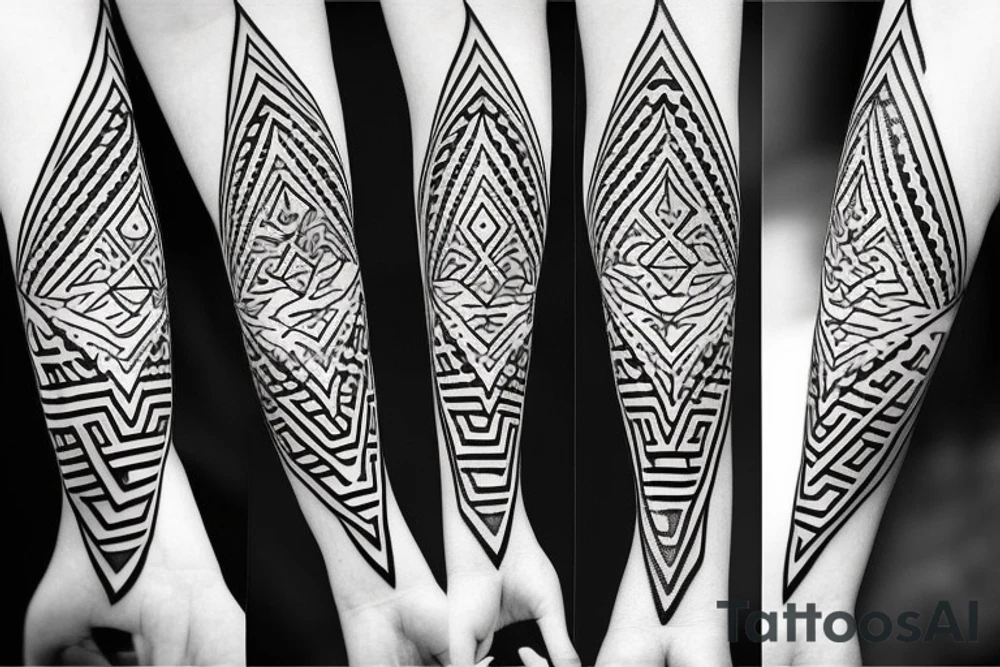 amazigh style geometric wolf tattoo idea