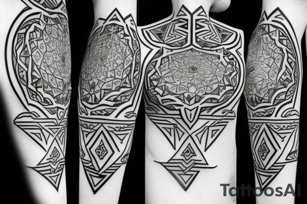 amazigh style geometric wolf tattoo idea