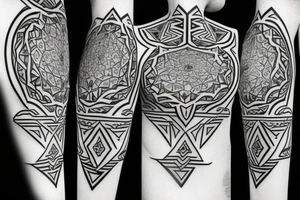 amazigh style geometric wolf tattoo idea
